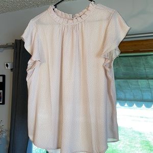 Women’s XL blouse.  Blush pink w/ black polka dots.